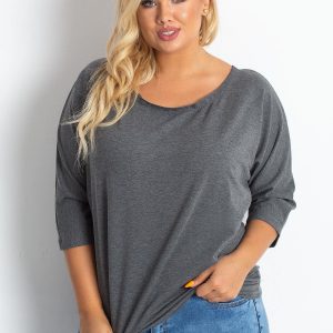 Dark grey blouse with tie back PLUS SIZE Ideological