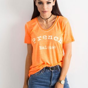 Fluo orange blouse with inscription