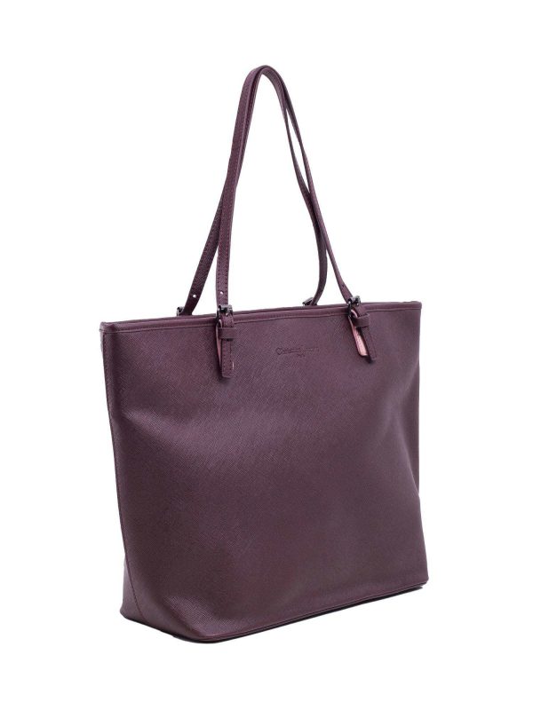 Burgundy ladies shopper handbag