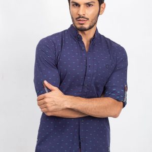 Navy blue men's shirt Trying