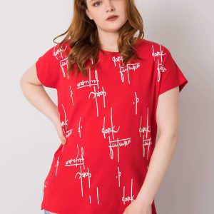 Red Plus Size Blouse in Claribel Cotton