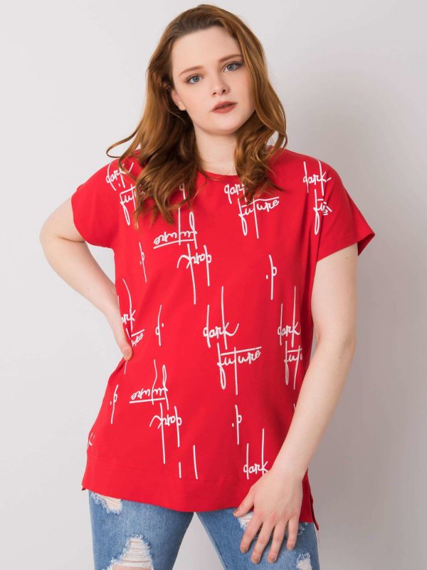 Red Plus Size Blouse in Claribel Cotton