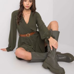 Khaki Long Sleeve Shellie Dress