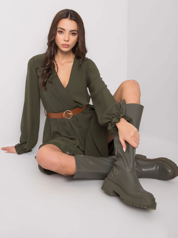 Khaki Long Sleeve Shellie Dress