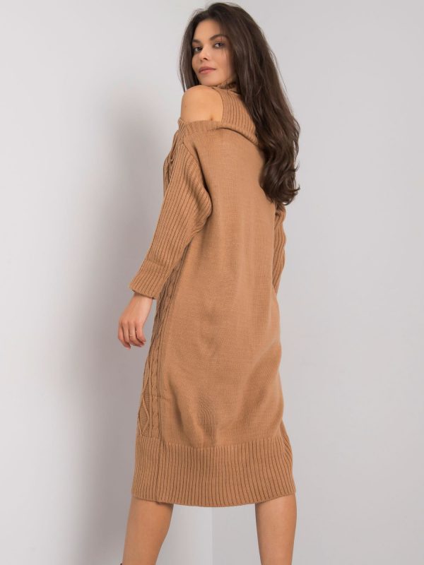 Camel knit dress Fernanda RUE PARIS