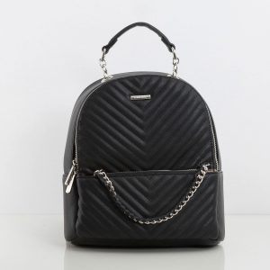 Women's black backpack with stitching