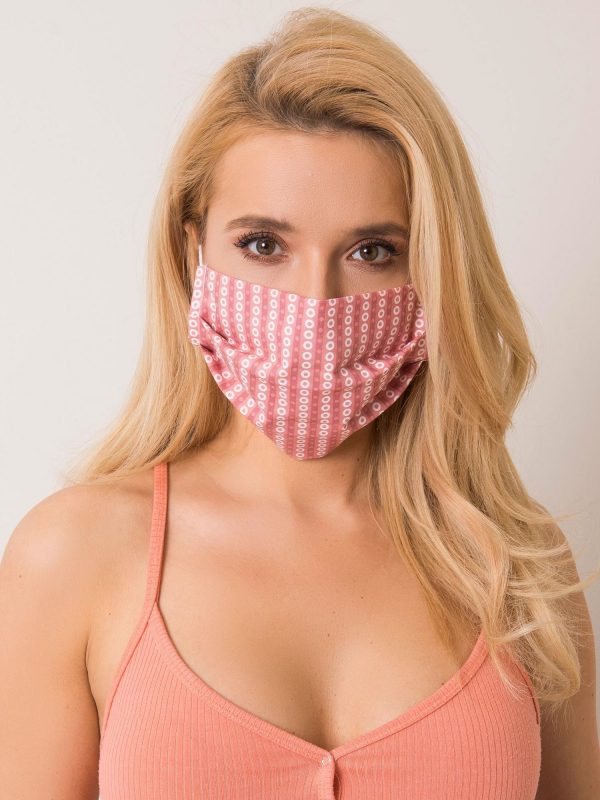 Dirty pink protective mask with geometric motif