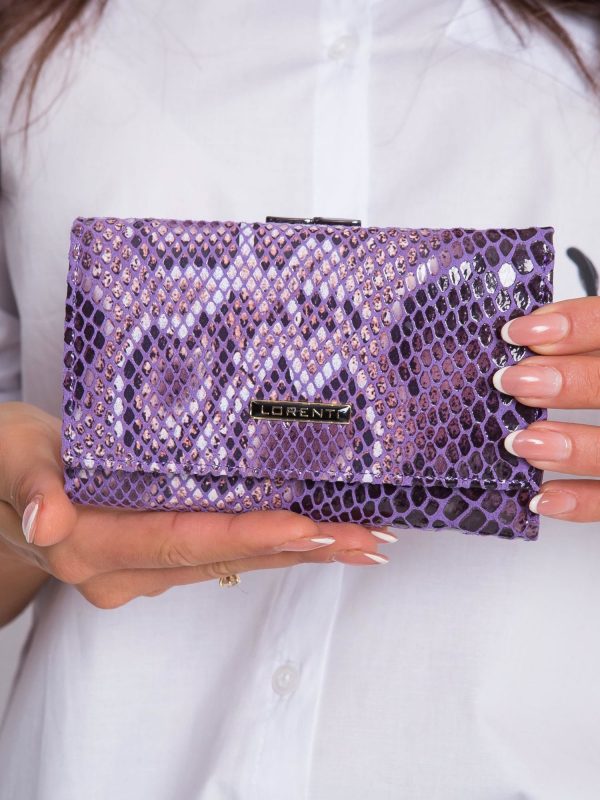 Purple Leather Wallet With Animal Designs