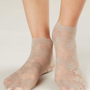 Dark Beige Lace Socks