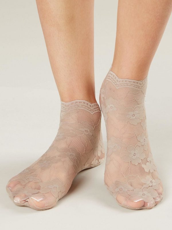 Dark Beige Lace Socks