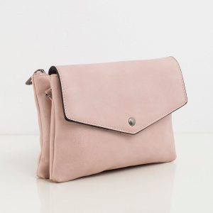 Pale pink eco-leather handbag with flip