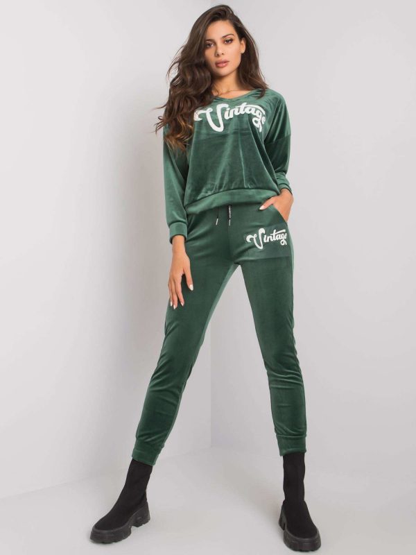 Green two-piece Saddie velour set