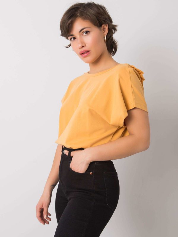 Dark yellow blouse with ruffles Leanne