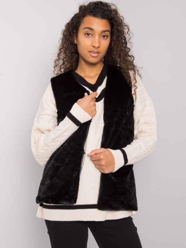 Loxxley Women's Black Fur Vest