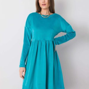 Turquoise velour dress Mauriel RUE PARIS