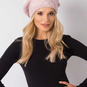 Pale pink beret with pompom