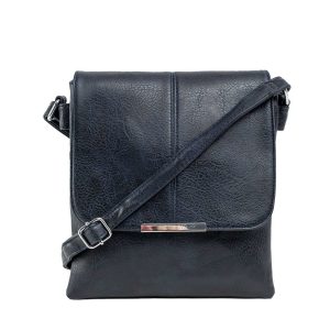 Navy blue eco-leather bag with flip