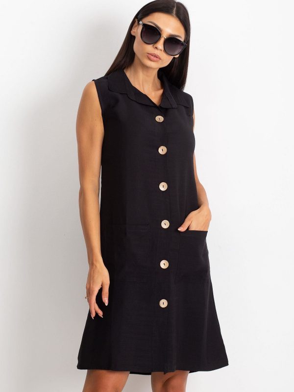 RUE PARIS Black Safari Dress