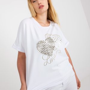 White Loose Plus Size T-Shirt with Print