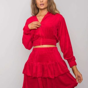 Red velour set with skirt Letta