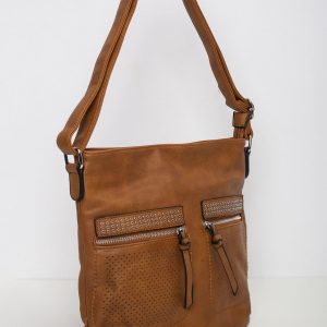 Brown bag with openwork pockets