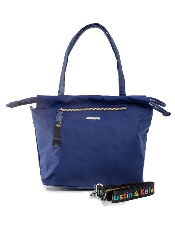 Navy blue shoulder bag with detachable strap