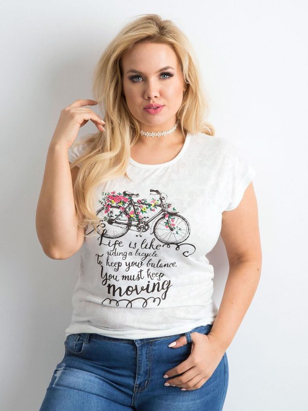 Ecru T-shirt plus size with print