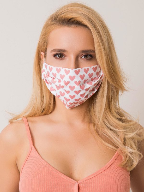 White-pink protective mask for hearts