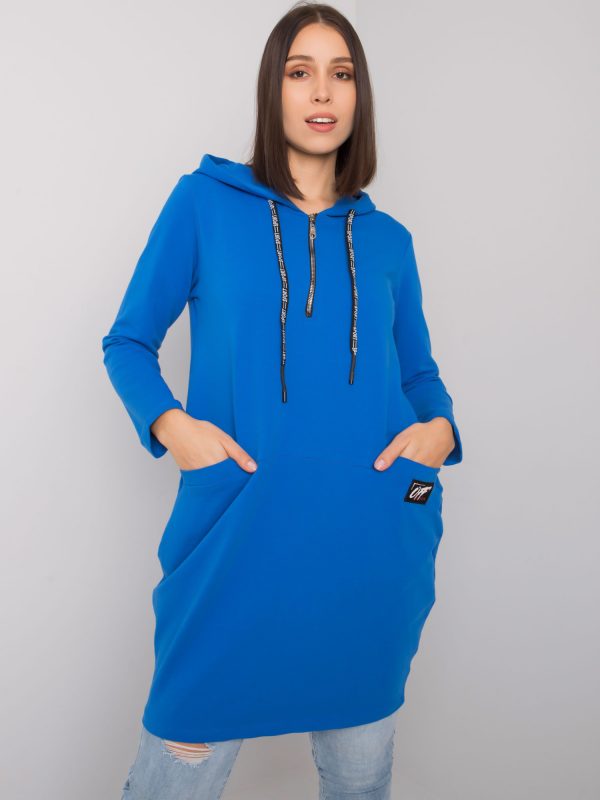 Dark Blue Plus Size Cotton Tunic Hooded Kierra