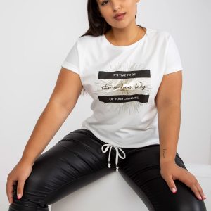 White plus size t-shirt with applique and print