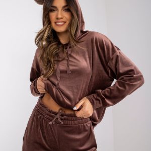 Brown two-piece velour set Avignon