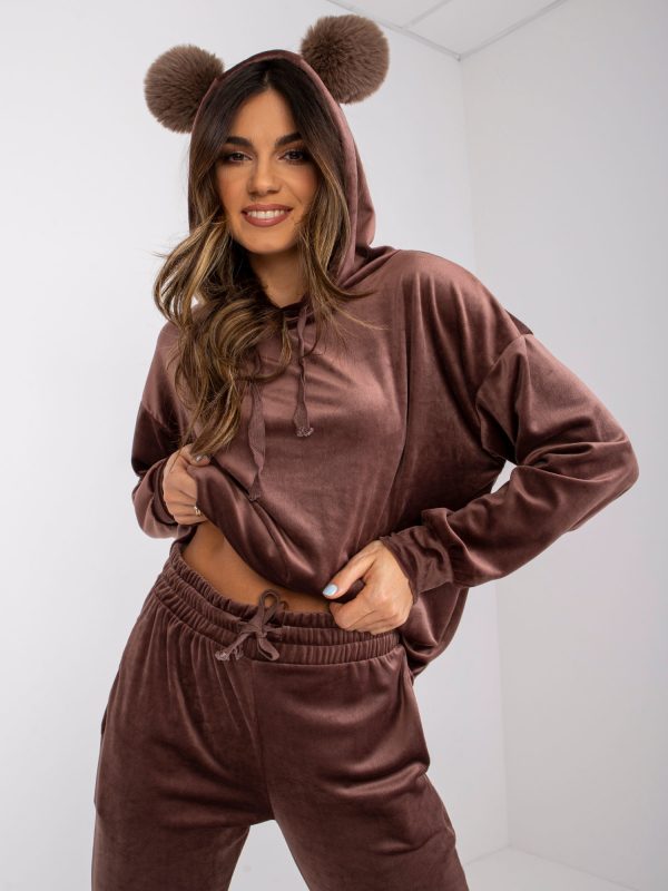 Brown two-piece velour set Avignon