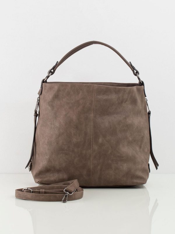 Dark beige bag made of eco-leather