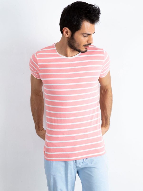 Pink and white T-shirt for men Foreign