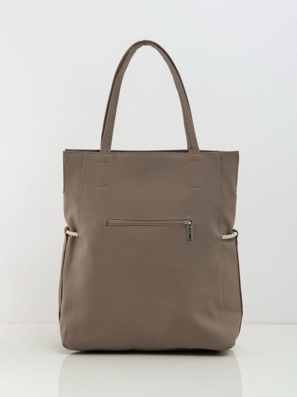 Beige camel handbag with binding