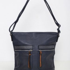 Blue bag with openwork pockets