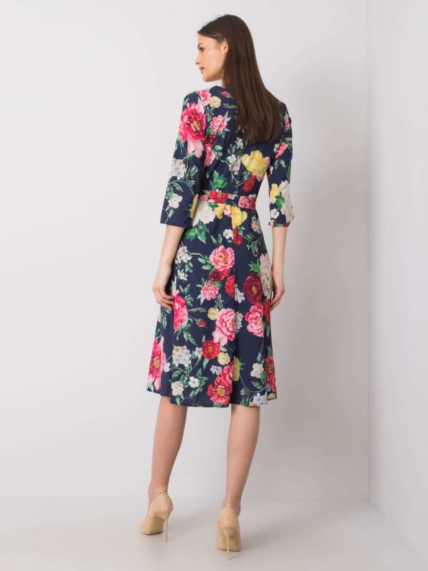 Navy blue flower dress Asther