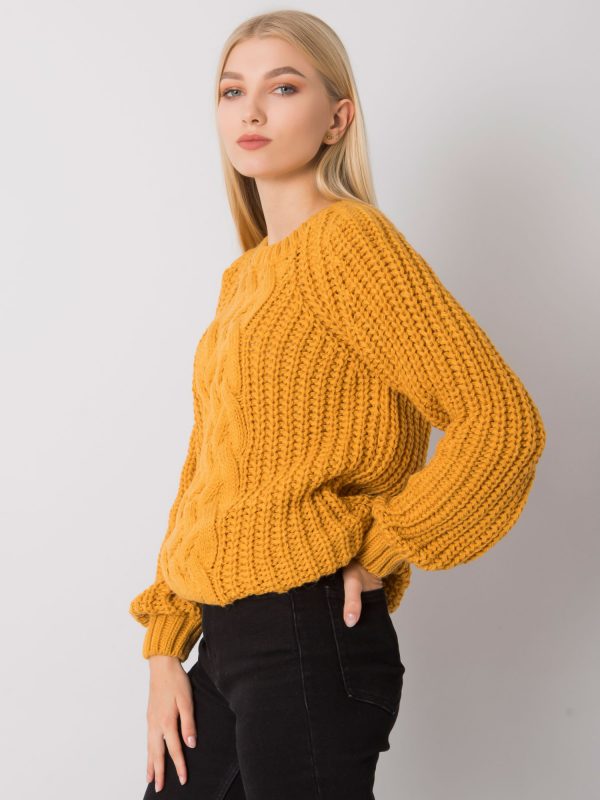 Mustard sweater with braids Belfast RUE PARIS