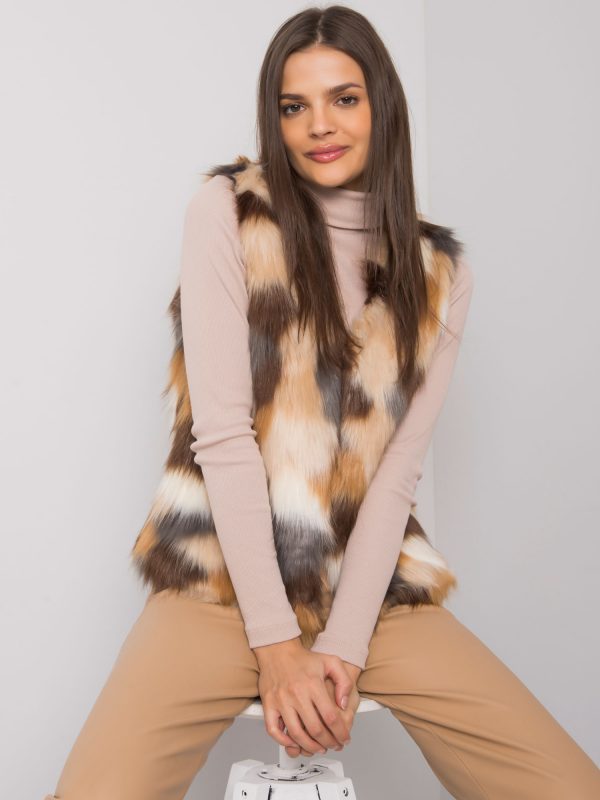 Dillie Beige Faux Fur Vest