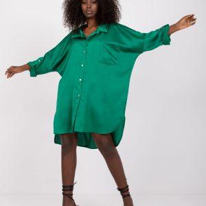 Flevoland Green Loose Shirt Dress