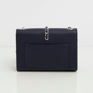 Navy blue handbag on a chain