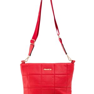 Red quilted bag with chain