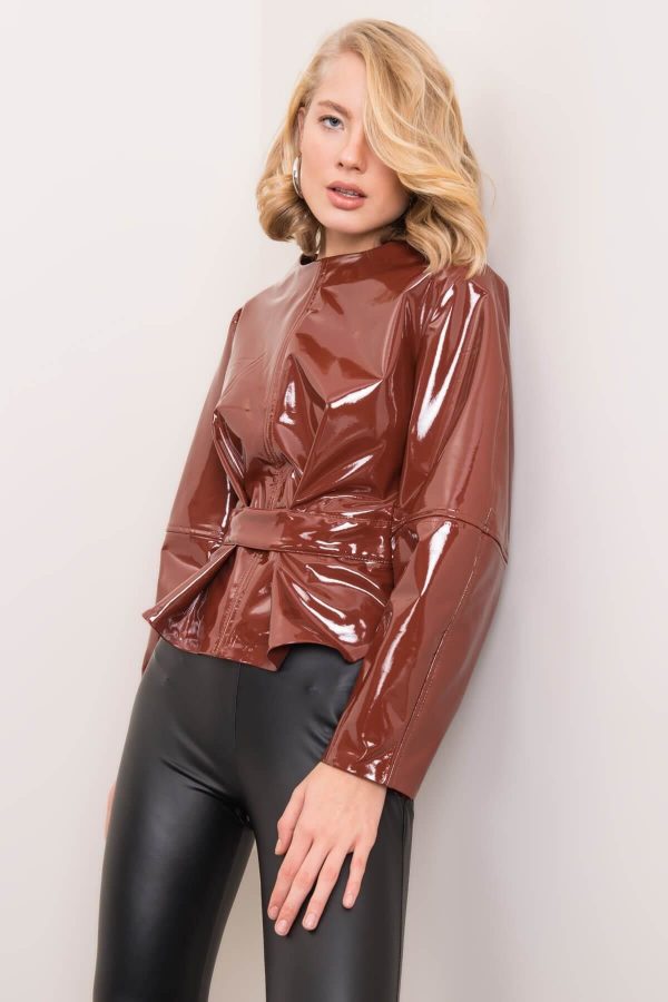 Brown blouse made of eco-leather BSL