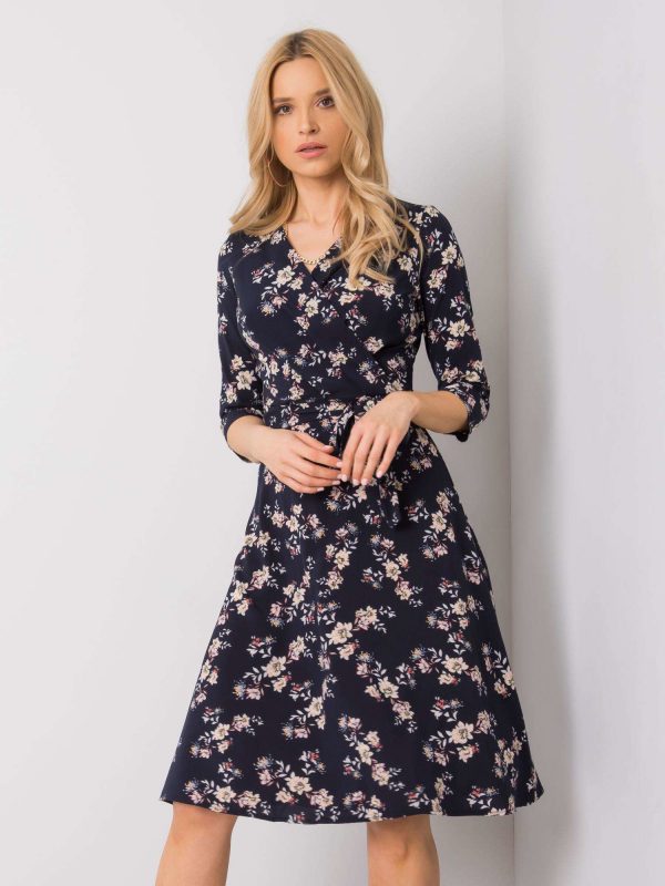 Navy Blue Floral Dress Genoa