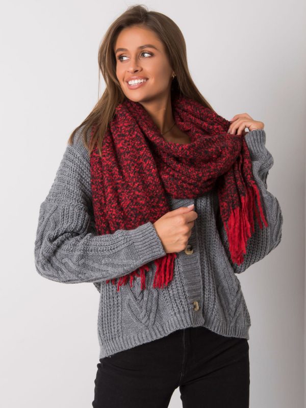 Black and red scarf with fringes