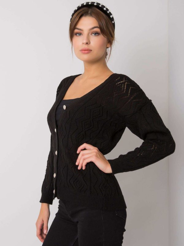 Gregoire RUE PARIS Black Button Cardigan