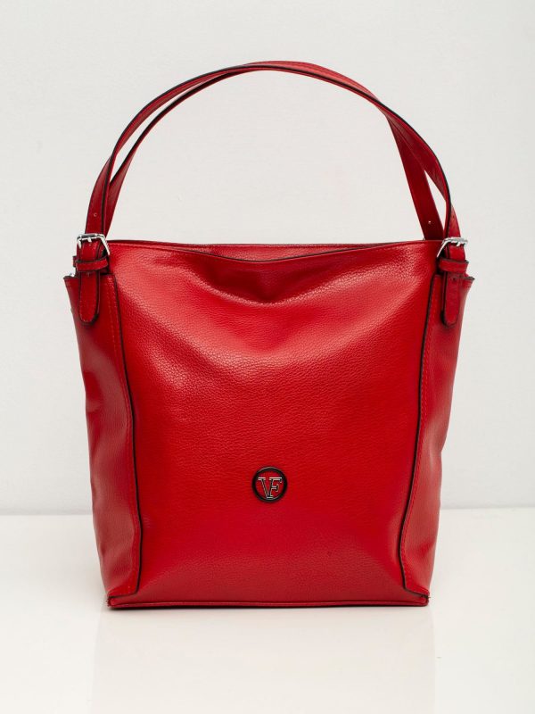 Elegant red eco leather bag with logo