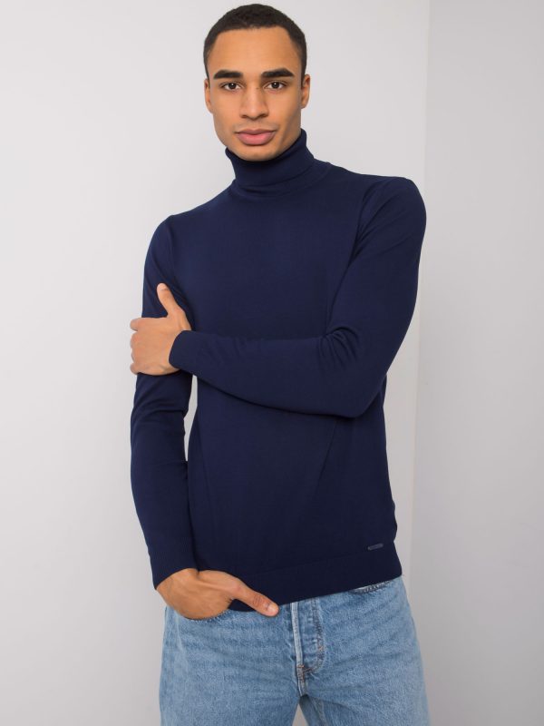 Cornell LIWALI blue men's turtleneck sweater