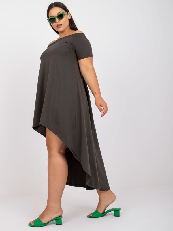 Khaki Plus Size Off Shoulder Dress