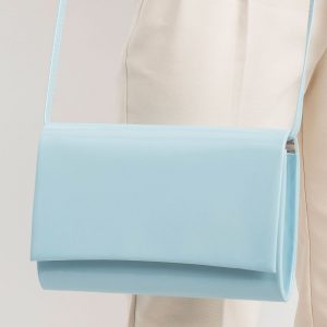 Light blue lacquered clutch bag